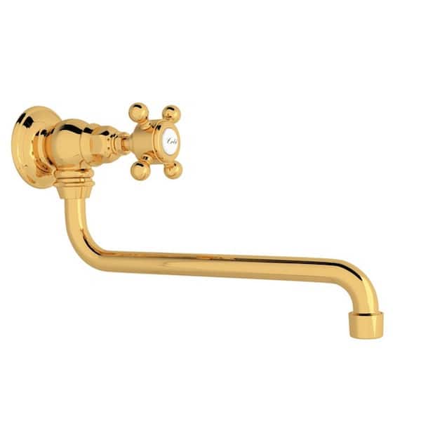 ROHL Italian Kitchen Wall Mount Pot Filler in Italian Brass