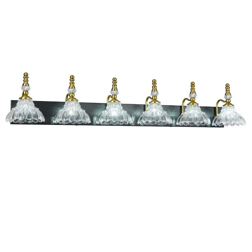 46.45in 6-Light Black Gold with Flower Glass Shade Vanity Lights Suitable for Bathroom price history on PriceWatchPro