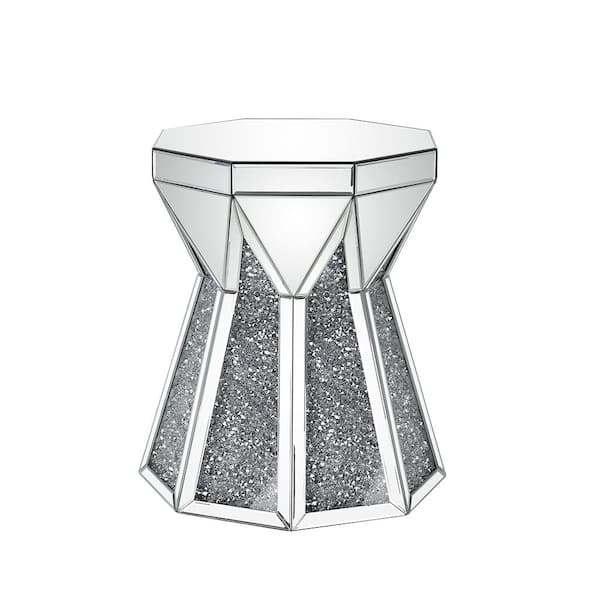 Acme Furniture Noralie 20 in. Mirrored and Faux Diamonds Specialty Glass End Table with Storage