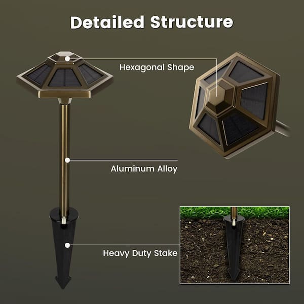 GIGALUMI Golden Bronze Aluminum Warm White Solar LED Waterproof