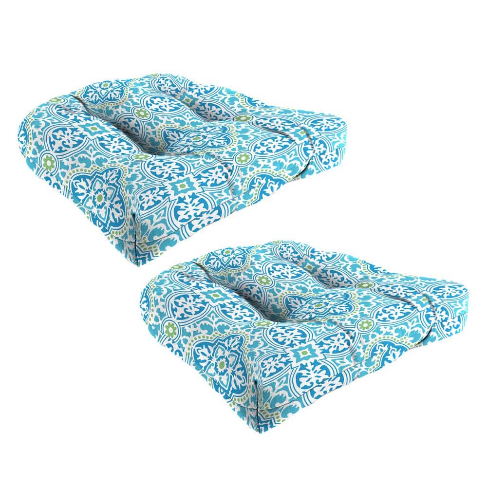 18 in. L x 18 in. W x 4 in. T Square Tufted Outdoor Wicker Seat Cushion in Rave Sheer (2-Pack) price history on PriceWatchPro