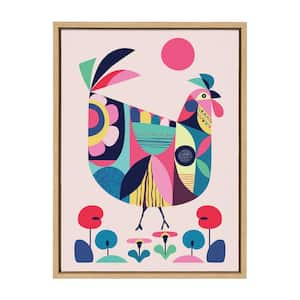 Mid Century Modern Wyandotte by Rachel Lee Framed Animal Canvas Wall Art Print 24.00 in. x 18.00 in. .