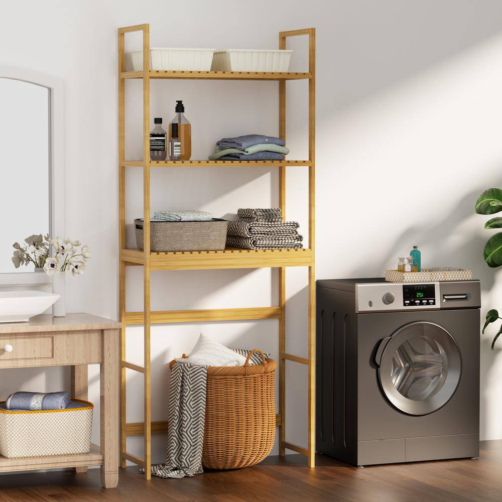 Cesicia 25 in. W x 10.2 in. D x 64 in. H Brown Natural Bamboo Linen