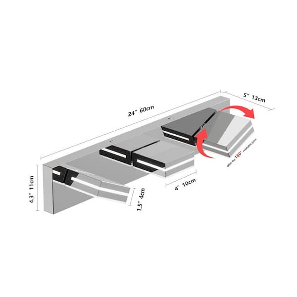 23.62 in. 3-Lights Chrome LED Vanity Light Bar Modern Wall Sconce Lamp with Acrylic Shade for Bathroom and Mirror