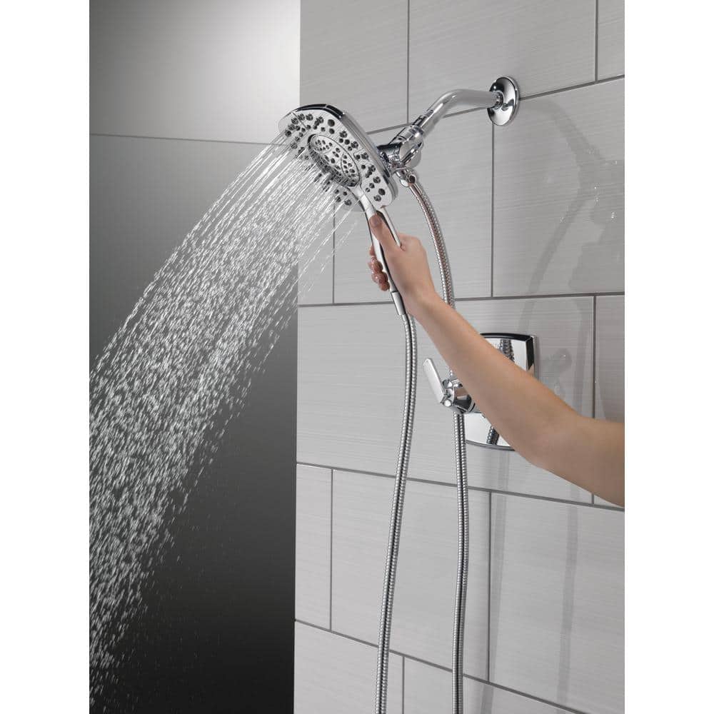 Chrome Dual Shower Head with Handheld Spray and Pulse