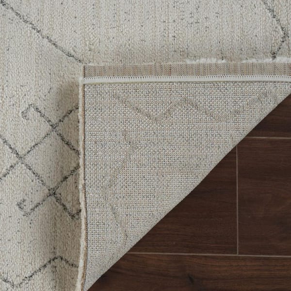 2 ft. x 8 ft. Beige Abstract Washable Area Rug
