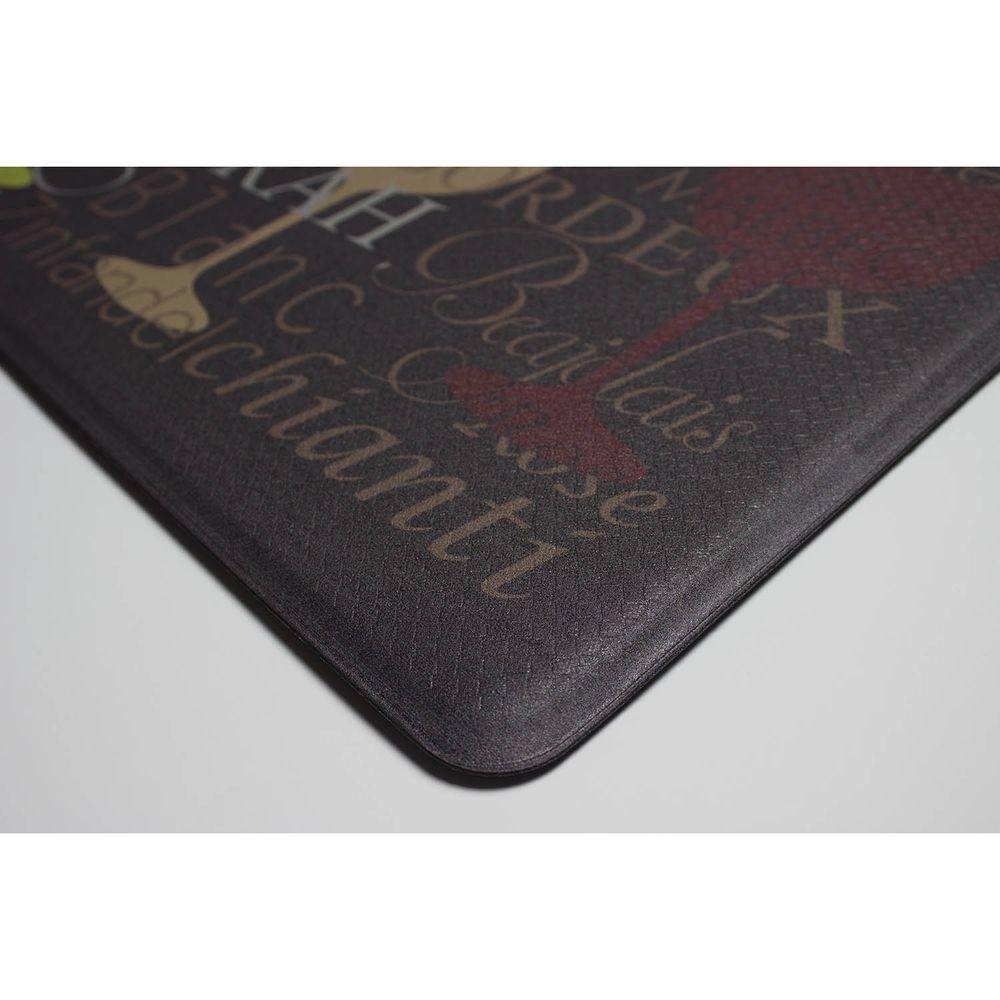 Wine Glasses Design Faux Leather Anti-Fatigue Kitchen Mat