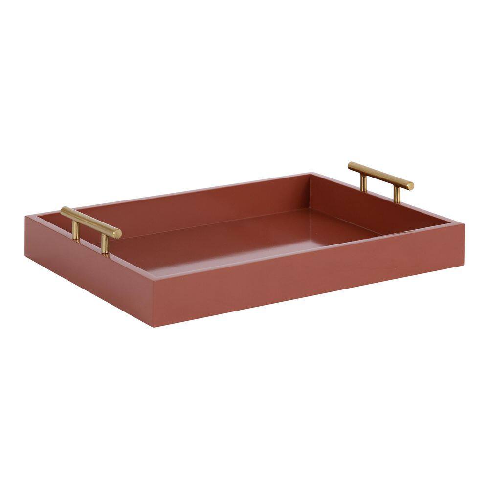 Kate and Laurel Lipton 16.50 in. W Rectangle Red Wood Decorative Tray