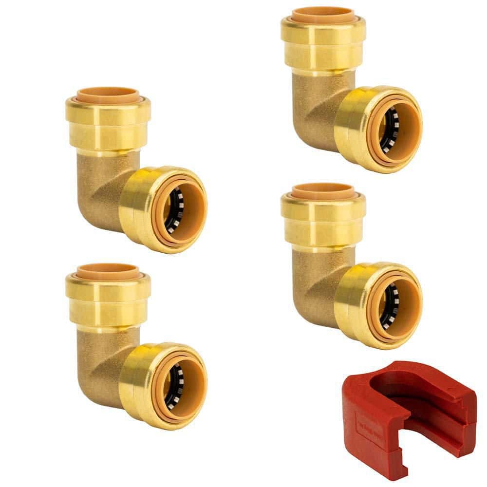 3/4 in. Brass 90-Degree Push-to-Connect Elbow Fitting with SlipClip Release Tool (4-Pack) price history on PriceWatchPro