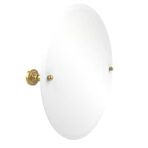 Dottingham Collection 22 in. L x 22 in. W Frameless Round Tilt Mirror with Beveled Edge in Polished Brass