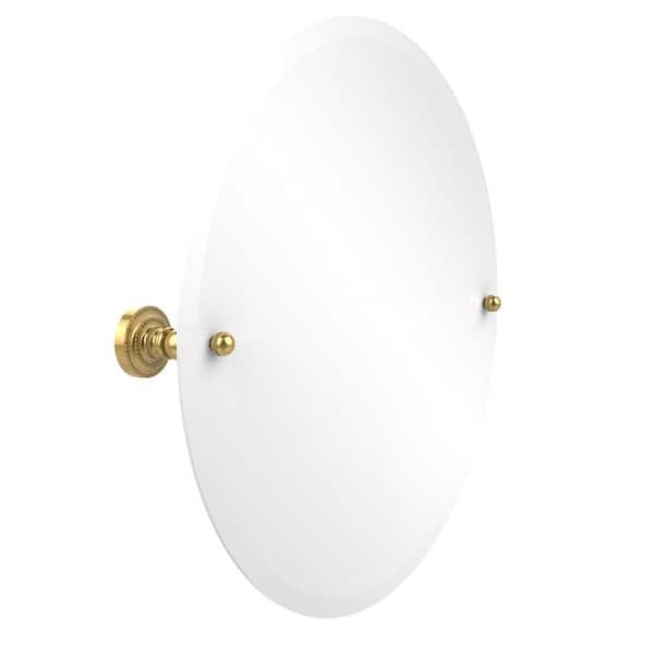 Allied Brass Dottingham Collection 22 in. L x 22 in. W Frameless Round Tilt Mirror with Beveled Edge in Polished Brass