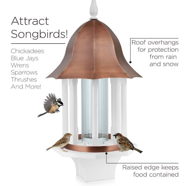 Good Directions Manor Extra Large Bird Feeder With Pure Copper Roof 8 Lbs Seed Capacity Bf104wwht The Home Depot