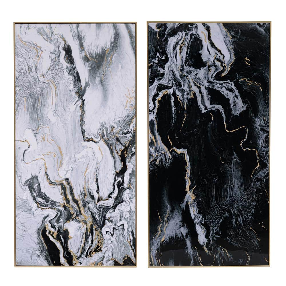 Marble Pour Abstract With Textured 2 Canvases Wall Original Art ByU Painting  Kit