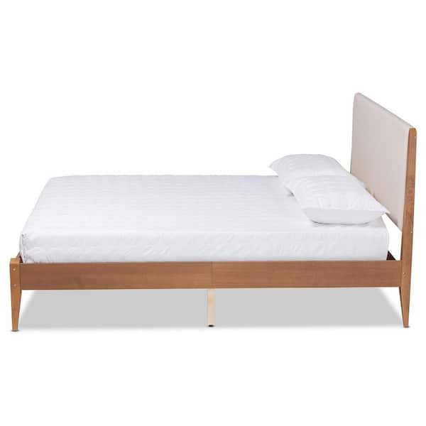 Lenora Beige and Walnut Brown Full Platform Bed