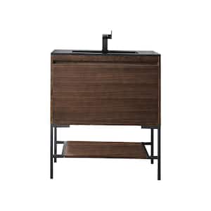 Mantova 31.5 in. W x 18.1 in. D x 36 in. H Bathroom Vanity in Mid-Century Walnut with Charcoal Black Composite Stone Top