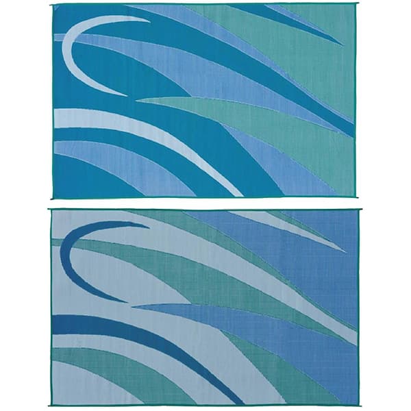 Ming's Mark 8 ft. x 16 ft. Graphic Blue/Green Reversible Mat