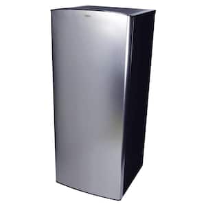 Stainless Steel Compact Fridge with Freezer, 6.2 cu. ft. (176L), Silver and Black, With Glass Shelves