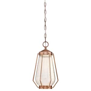 Corina Medium 1-Light Washed Copper LED Outdoor Pendant Light with Clear Seeded Glass