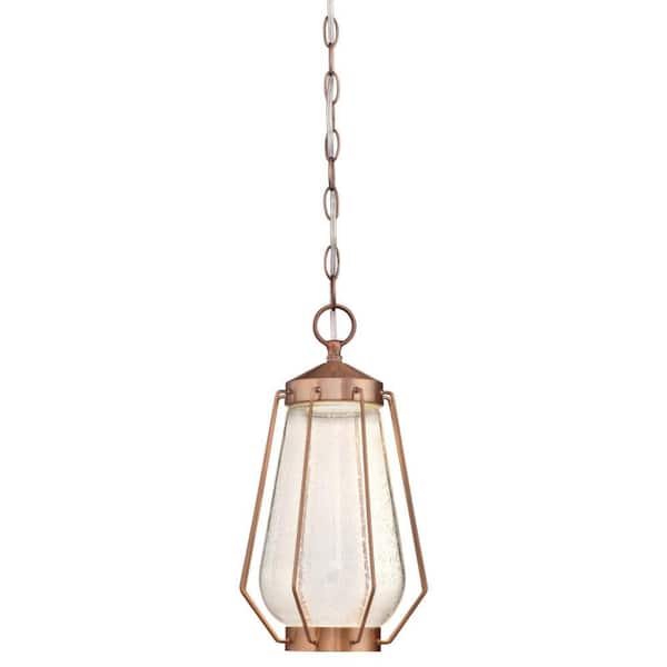 Westinghouse Corina Medium 1-Light Washed Copper LED Outdoor Pendant Light with Clear Seeded Glass