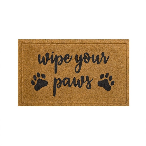 Mohawk Home Script Paws Natural 18 in x. 30 in. Faux Coir Doormat