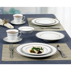24-Piece Formal Silver Border Porcelain Dinnerware Set (Service for 4)