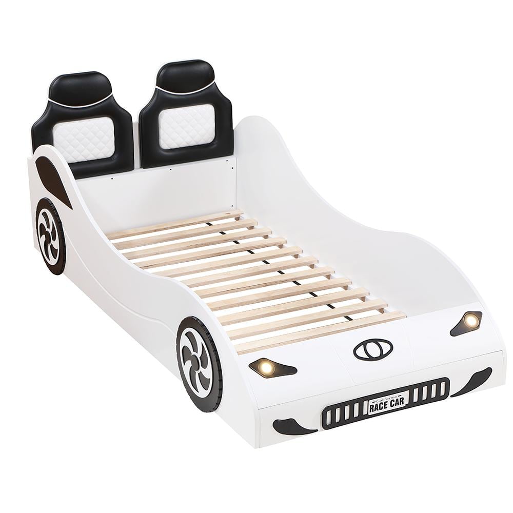 Colen White Finish Twin Adjustable Sleigh with Upholstered