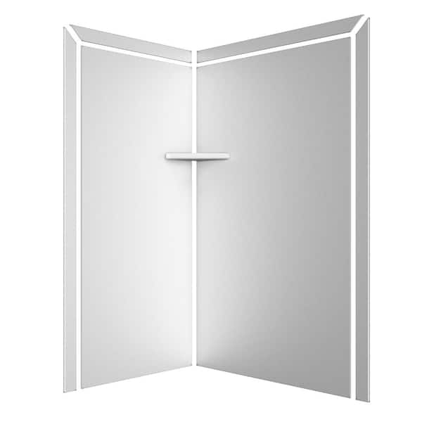 Elegance 36 in. x 48 in. x 80 in. 7-Piece Easy Up Adhesive Corner Shower Wall Surround in White