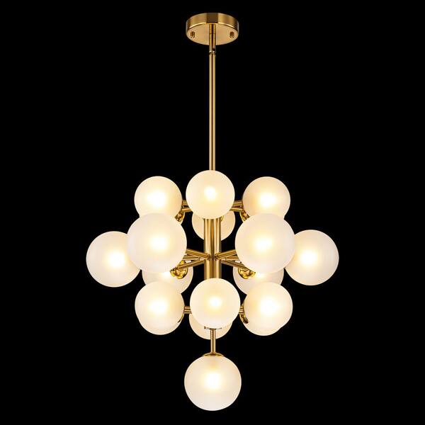 Rennnsan Alex 19-Light Brushed Gold Sputnik Tiered Cluster Globe