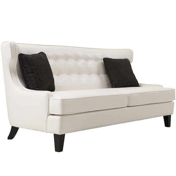 Armen Living Armen Living White Bonded Leather Skyline Sofa
