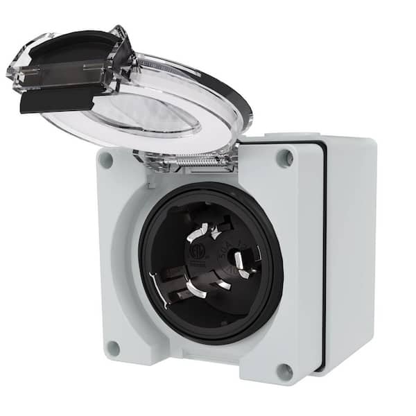 50 Amp Generator Power Inlet Box 125/250V, 12500W, Weatherproof for Generators, Welding Machines w/ Protective Box