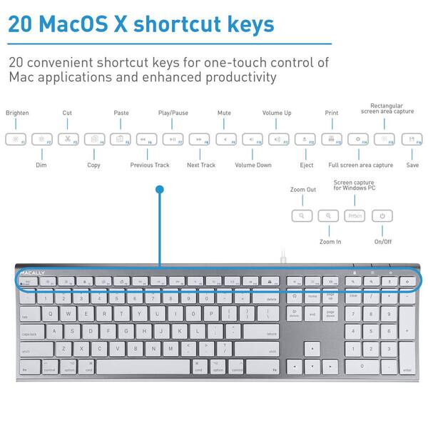 Macally 110 Key Brush Metal Ultra Slim Scissor Key Usb Keyboard Space Gray Acekeysg The Home Depot