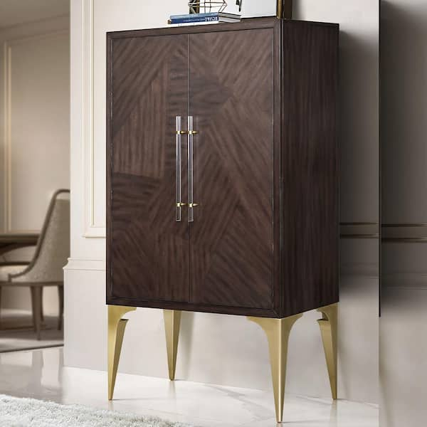 Acme Furniture Andy Brushed Brown Oak And Champagne Finish 20 in ...