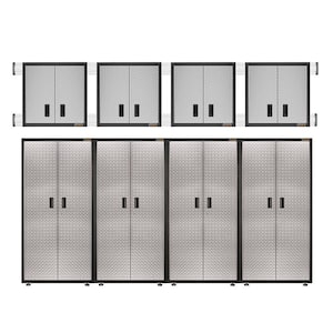 8-Piece Steel Garage Storage System in Silver Tread Plate (144 in. W x 100 in. H x 18 in. D)