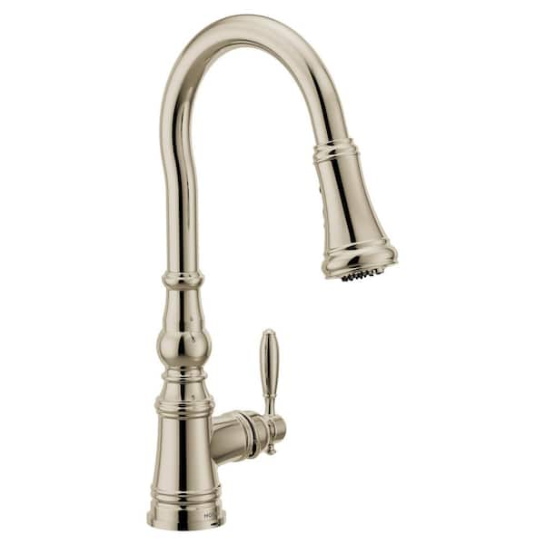 MOEN Weymouth Single Handle Pull-Down Sprayer Kitchen Faucet with ...