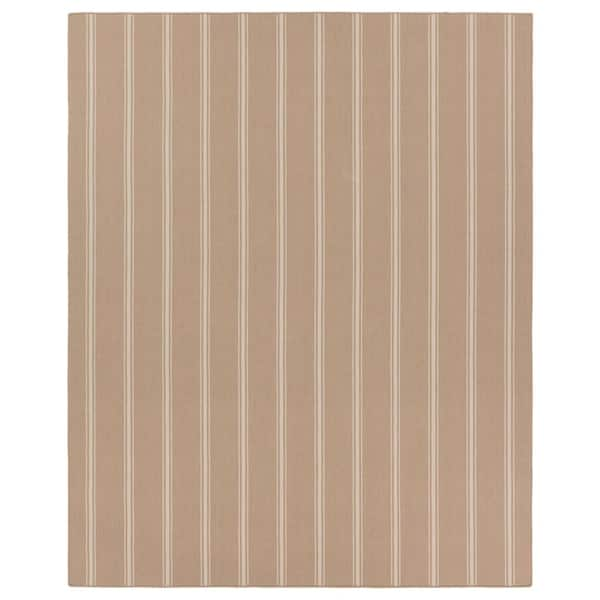 Unbranded Memento Beige/Ivory 3 ft. x 8 ft. Striped Handmade Runner Indoor/Outdoor Area Rug