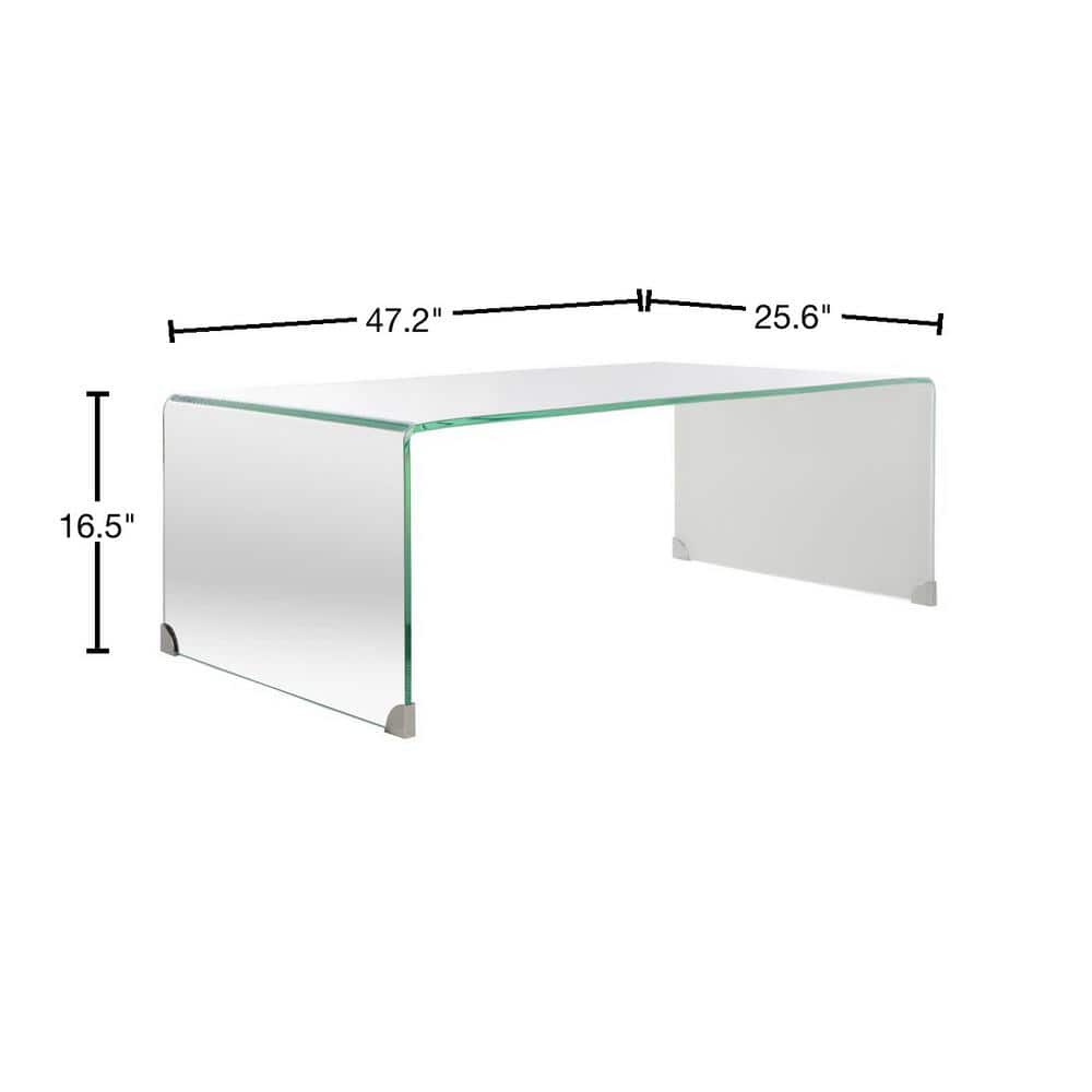 Crysta 47'' Clear to White Ombre Glass Rectangular Coffee Table