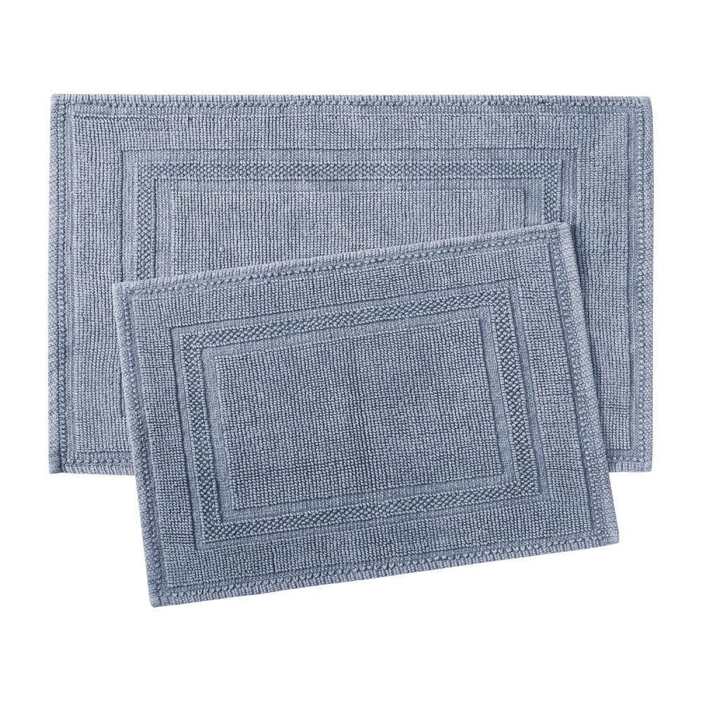 Jen Reed Bathroom Area Rug Jean Pierre Stonewash Racetrack Washed Blue Solid Color Cotton ...
