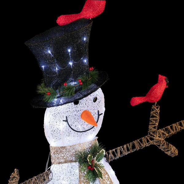 NEW HOLIDAY CHRISTMAS SNOWMAN WITH STAR PRESENT RED BIRD STATUE FIGURE 9" 