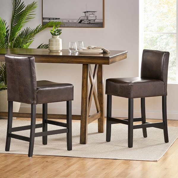 Portman 37.73 in. Brown Counter Stools (Set of 2)