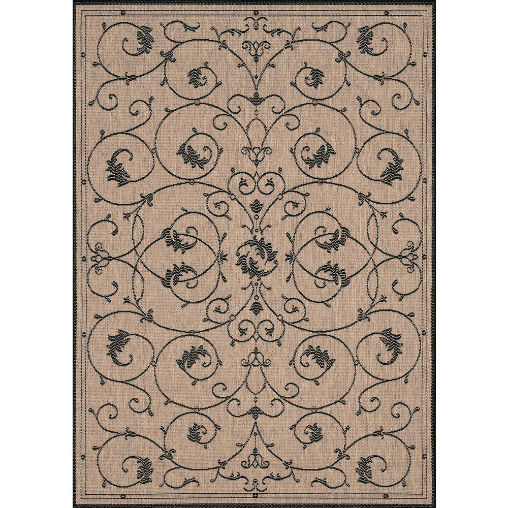 Rectangular Black Flat Woven Synthetic Indoor/Outdoor Rug
