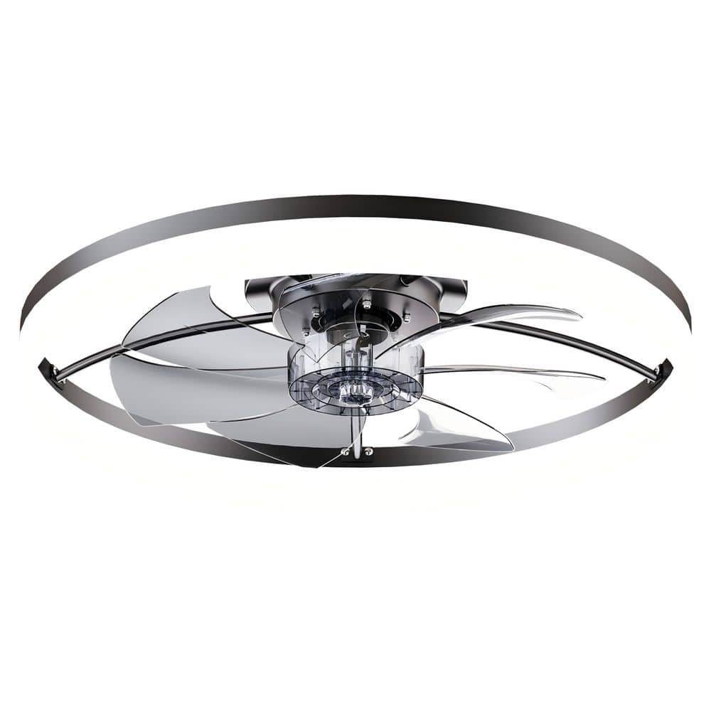 23.6in. Black Modern Flush Mount Indoor Fandelier Ceiling Fan with LED Light, Remote/APP Control, 6-Speed Quiet DC Motor price history on PriceWatchPro