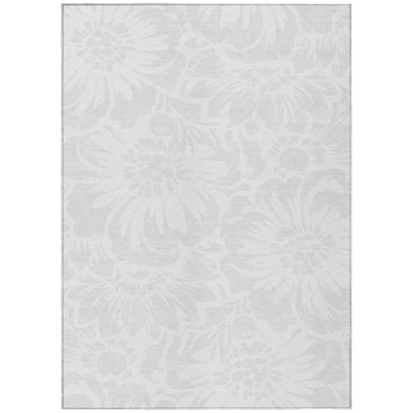 Ivory 3 ft. x 5 ft. Woven Floral Rectangle Indoor/Outdoor Area Rug