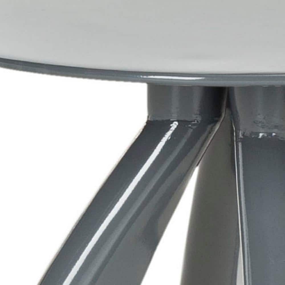 Warm Grey Iron Sculptural Accent Stool