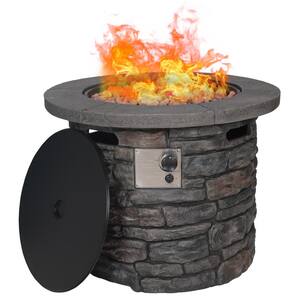 31 in. Round Outdoor Gas Fire Pit Propane 50000 BTU with Lid and Cover, Free Lava Rocks