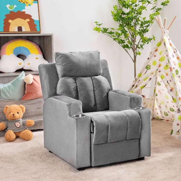 Sally Deluxe Kids Recliner by Naomi Home Color Gray