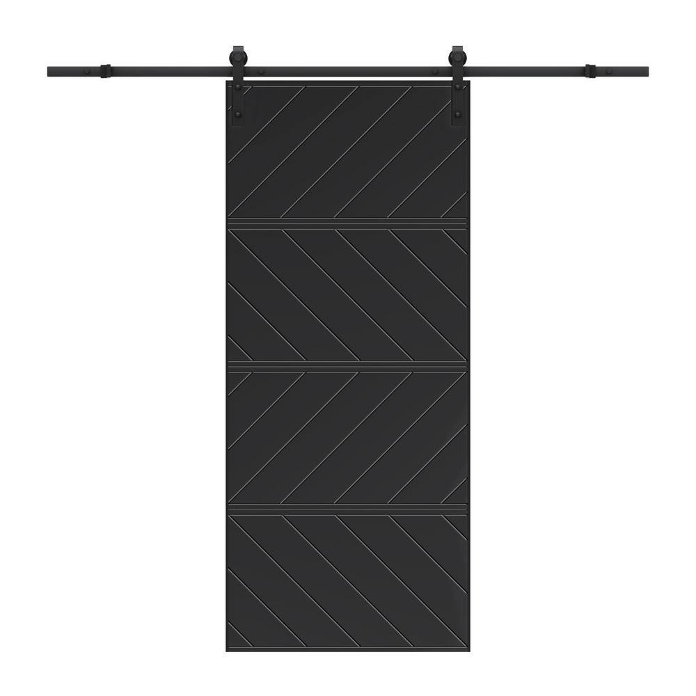 ARK DESIGN 36 in. x 84 in. Paneled 4-Segments Wave Design Black MDF ...