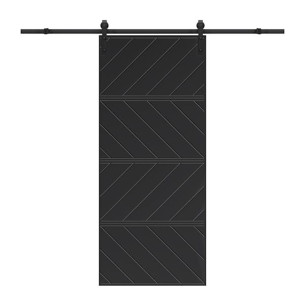 ARK DESIGN 36 in. x 84 in. Paneled 4-Segments Wave Design Black MDF ...