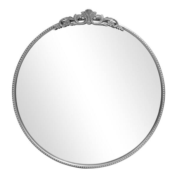 LuxHomez 32 in. W x 30 in. H Vintage Antique Silver Round