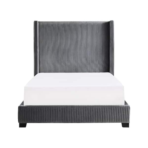 Unbranded Cordlia Gray Wood Frame Full Velvet Upholstered Panel Bed