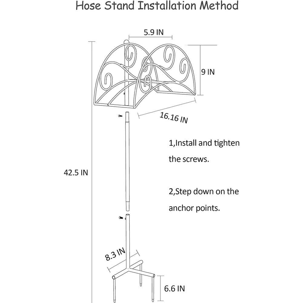 Black Heavy-Duty Metal Garden Hose Holder Stand